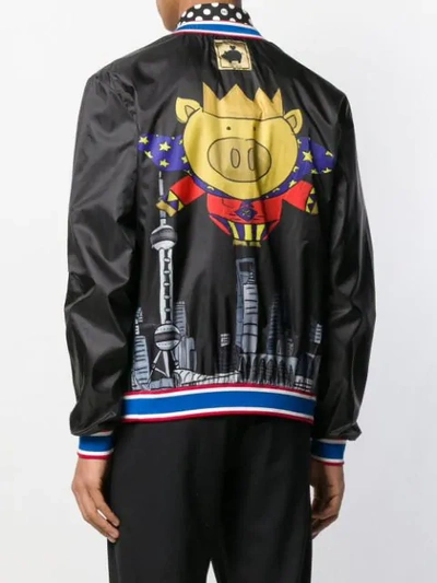 Shop Dolce & Gabbana Super Pig Bomber Jacket In Black