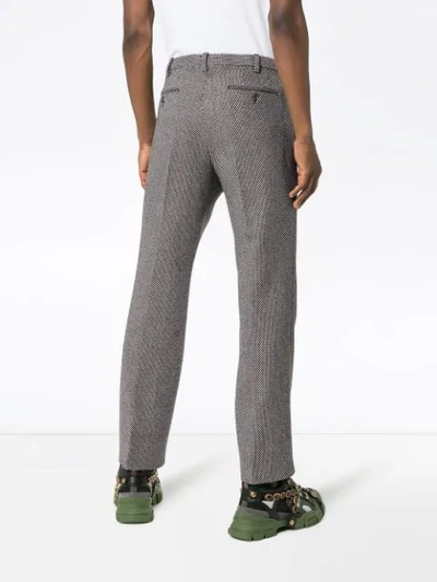 Shop Gucci Check Straight Wool Blend Trousers In 9105