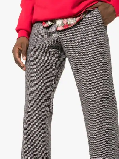 Shop Gucci Check Straight Wool Blend Trousers In 9105