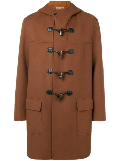 Shop Bottega Veneta Cashmere Double Breasted Duffle Coat In Brown