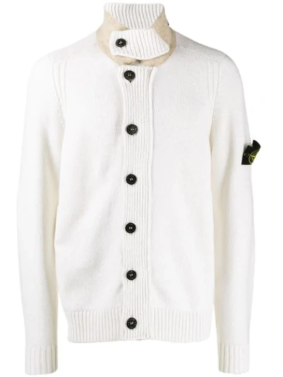Shop Stone Island Button-down Cardigan In V0099 White