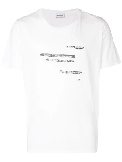 Shop Saint Laurent Faded Slogan Print T-shirt In White