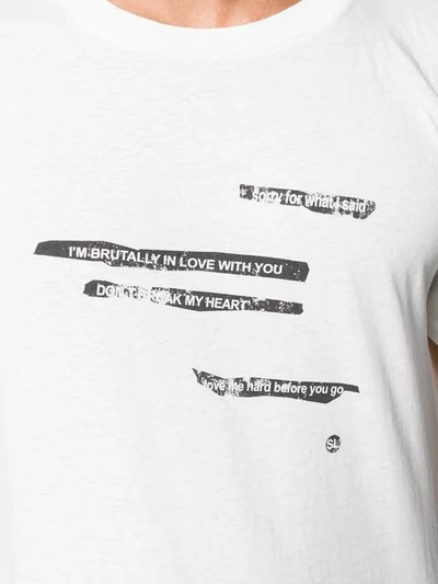 Shop Saint Laurent Faded Slogan Print T-shirt In White