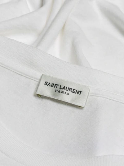 Shop Saint Laurent Faded Slogan Print T-shirt In White