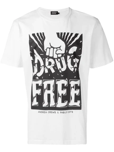 Shop Andrea Crews Drug Free T-shirt In White