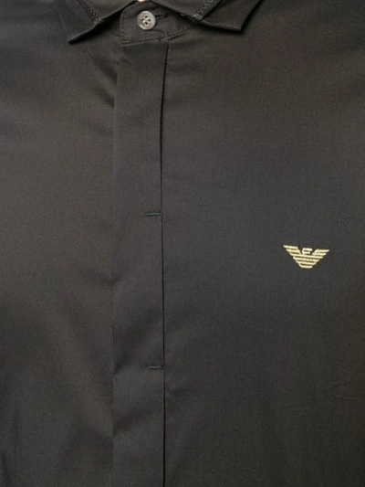 Shop Emporio Armani Logo Embroidered Shirt In Black