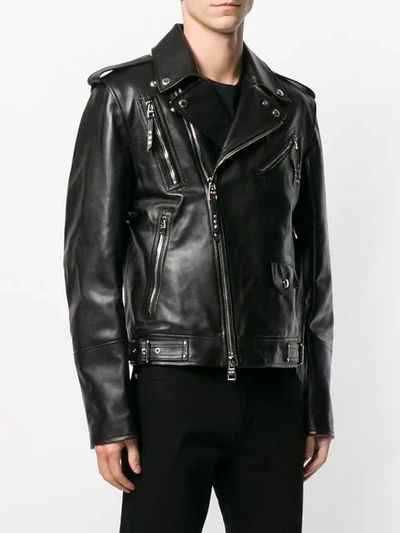 Shop Alexander Mcqueen Zipped Biker Jacket In Black