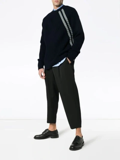 Shop Jil Sander Crew Sweater With Stripe Detail - Blue