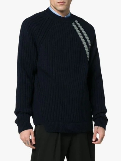 Shop Jil Sander Crew Sweater With Stripe Detail - Blue