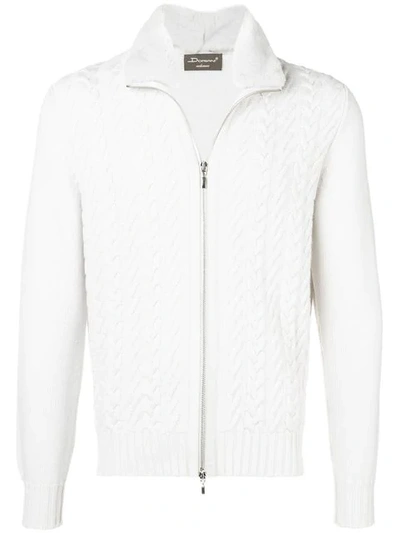 Shop Doriani Cashmere Cashmere Cable Knit Zip Sweater - Neutrals