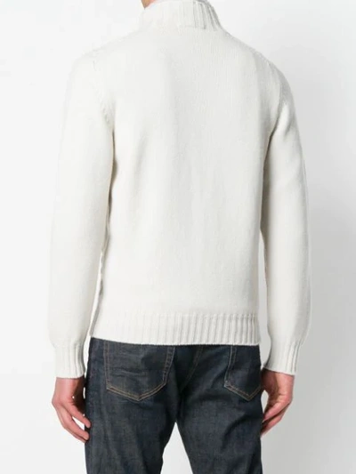 Shop Doriani Cashmere Cashmere Cable Knit Zip Sweater - Neutrals