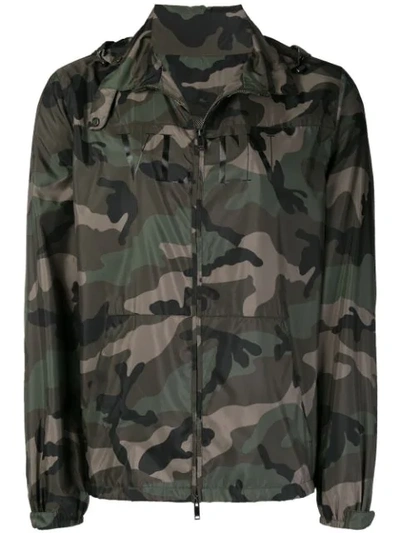 Shop Valentino Camouflage Jacket In Green