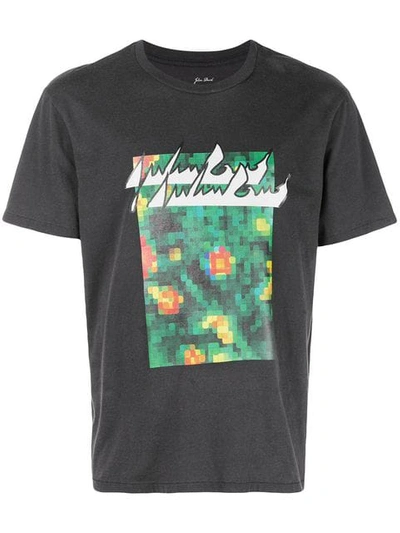 Shop Julien David Pixelated Graphic T-shirt In Grey