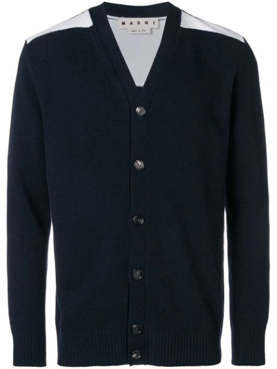 Shop Marni Contrasting Panel Cardigan - Blue