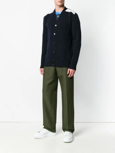 Shop Marni Contrasting Panel Cardigan - Blue