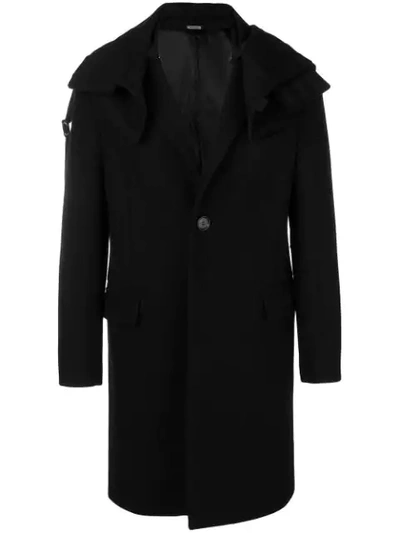 Shop Lanvin Hooded Single Breasted Coat - Black
