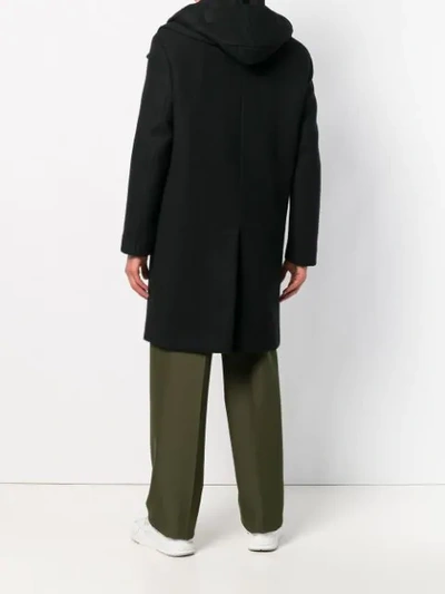 Shop Lanvin Hooded Single Breasted Coat - Black