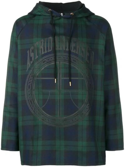 Shop Astrid Andersen Tartar Logo Print Hoodie In Green