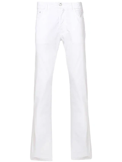 Shop Jacob Cohen Cropped Straight Leg Trousers In White