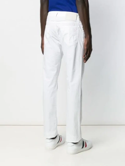 Shop Jacob Cohen Cropped Straight Leg Trousers In White