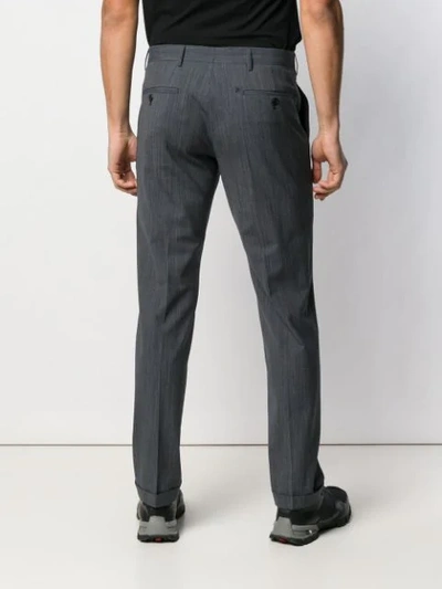 Shop Prada Micro Check Tailored Trousers In Blue