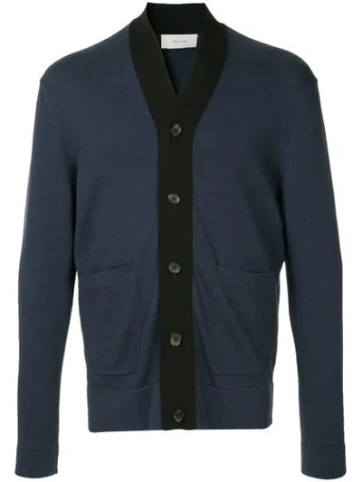 Shop Cerruti 1881 Stripe Trim Cardigan In Blue