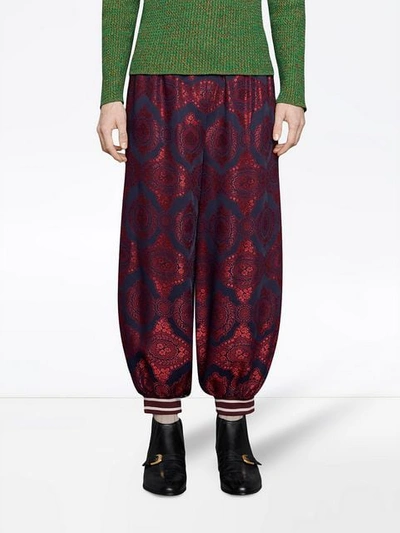 Shop Gucci Bi-material Harem Style Pant In Red