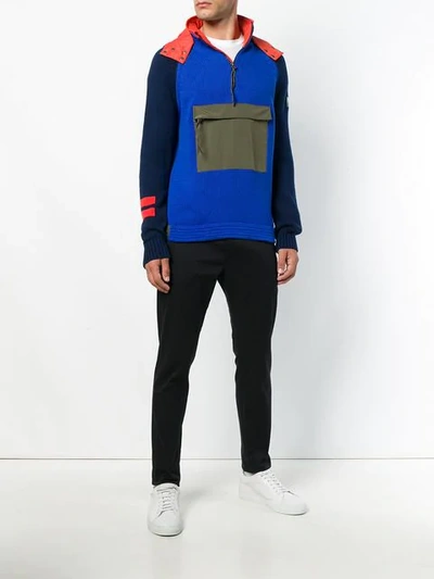 Shop Polo Ralph Lauren Zipped Front Sweater In Blue