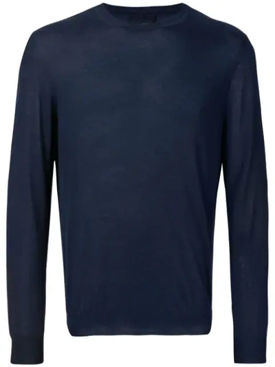 Shop Giorgio Armani Crew Neck Jumper In Blue