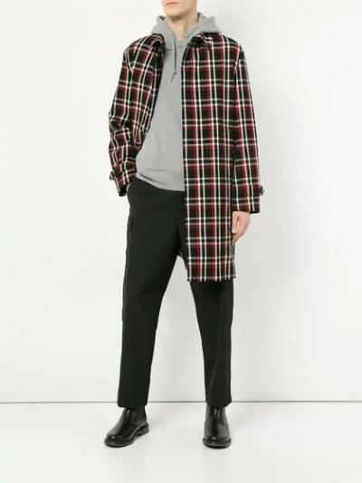 Shop Undercover Checked Single Breasted Coat In Black