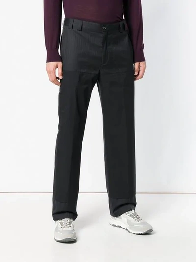 Shop Lanvin Mix Pattern Straight Trousers In Black