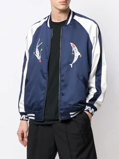 Shop Perks And Mini Embroidered Details Bomber Jacket In Blue