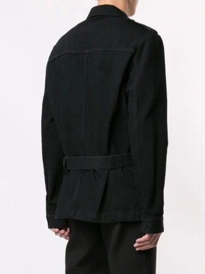 Shop Saint Laurent Saharienne Denim Jacket In Black