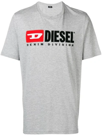 Shop Diesel Logo Appliqué T-shirt In Grey