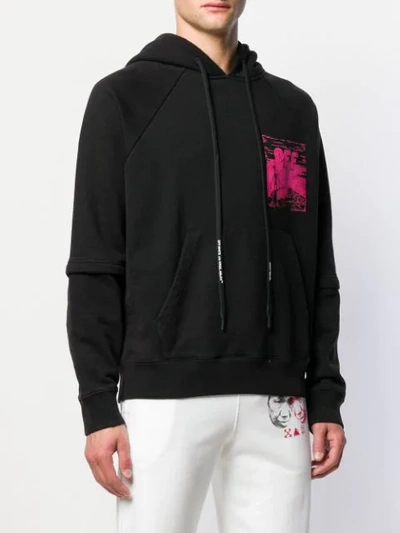 Off-white Logo-print Fleece-back Cotton-jersey Hoodie In Black Fuchsia |  ModeSens