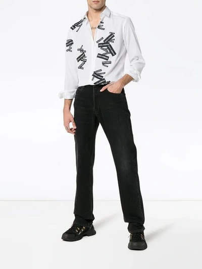 Shop Dolce & Gabbana Logo Label Cotton Shirt In White