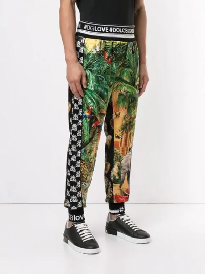 Shop Dolce & Gabbana Tropical Dg King Track Trousers In Green