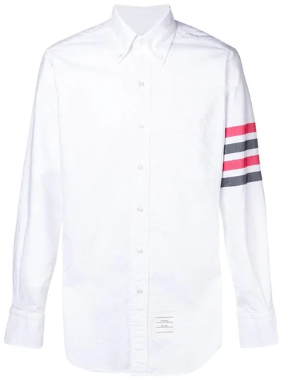 Shop Thom Browne Striped Sleeved Shirt In 960 White