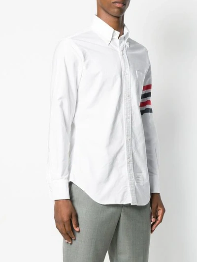 Shop Thom Browne Striped Sleeved Shirt In 960 White