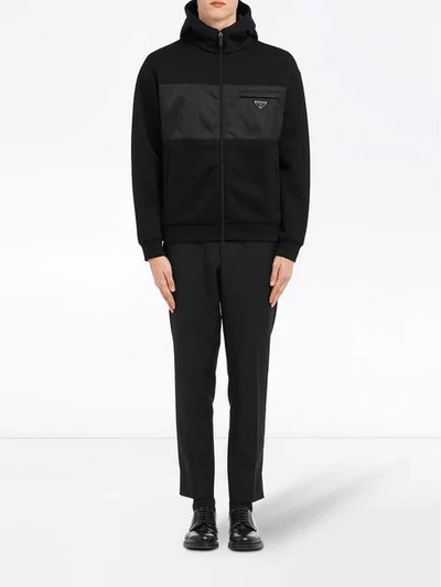 Shop Prada Technical Cotton Fleece Jacket In Black