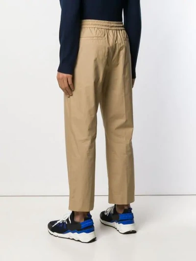 Shop Kenzo Cropped Tapered Trousers In Neutrals