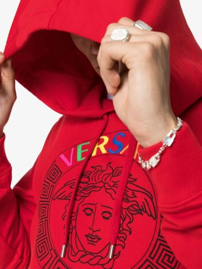 Shop Versace Medusa Logo-print Hoodie In Red