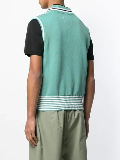 Shop Maison Margiela Diffuse Check Knitted Sweater In Green