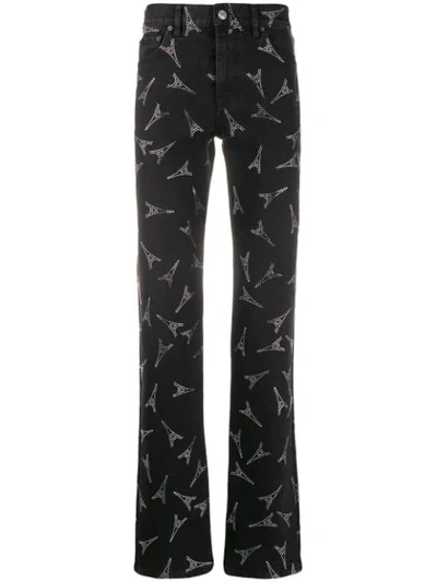 Shop Balenciaga Eiffel Tower Print Slim Jeans In Black