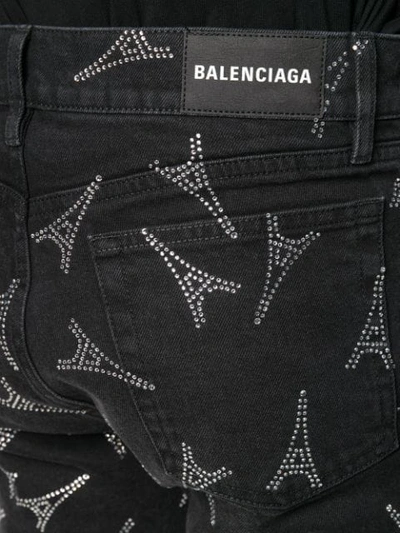 Shop Balenciaga Eiffel Tower Print Slim Jeans In Black