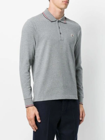 Shop Moncler Poloshirt Mit Langen Ärmeln - Grau In Grey