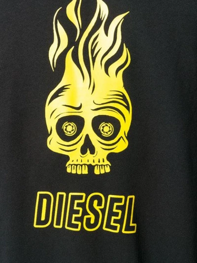 Shop Diesel Skull Logo Print Hoodie In Black