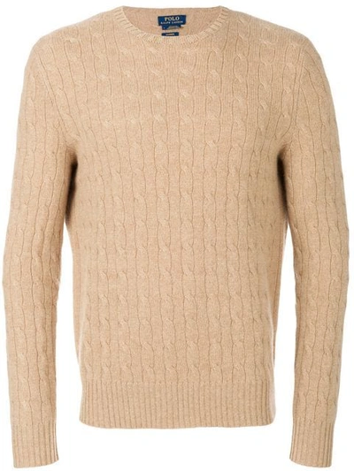 Shop Polo Ralph Lauren Cable Knit Jumper In Neutrals