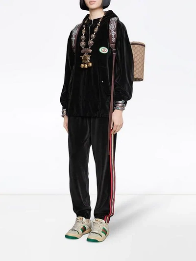 Shop Gucci Chenille Jogging Pant With Patch In Black