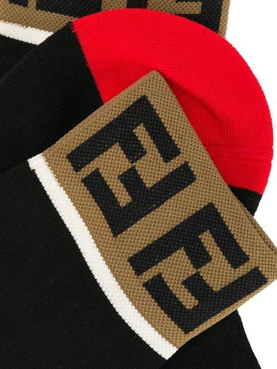 Shop Fendi Logo Ankle Socks In Black